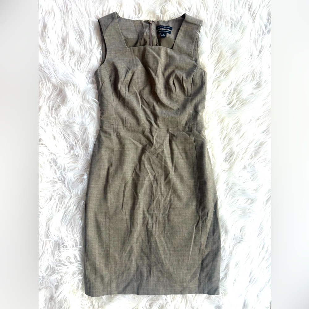 Banana Republic Italian Fabric Women Gray Tan Cocktail Dress Stretch Sz 6